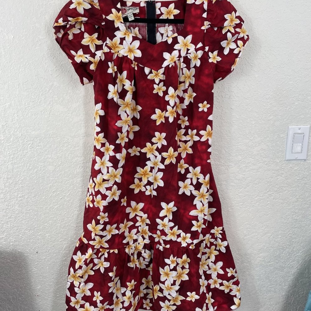 Hilo Hattie Vintage Hibiscus Midi Dress Sz S
